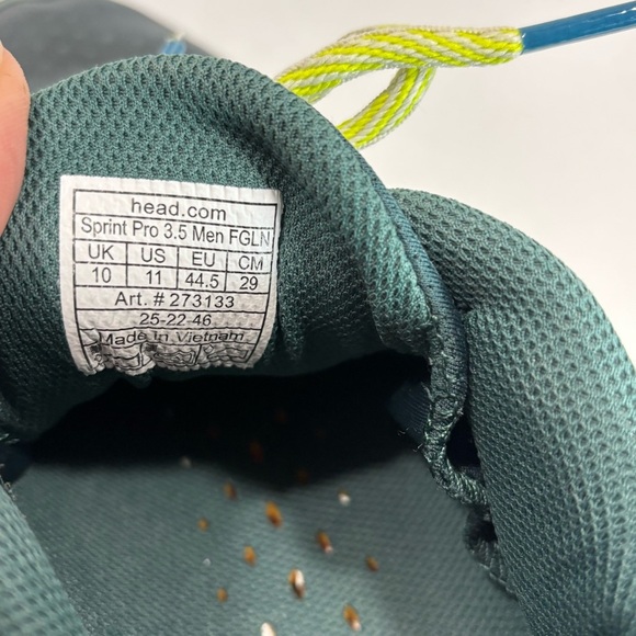 Head Sprint Pro 3.5 Mens Tennis Shoes Green Size 11 - Picture 8 of 8